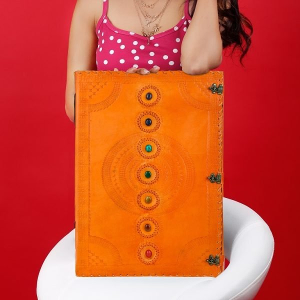 Orange Goat Leather Stone Diary